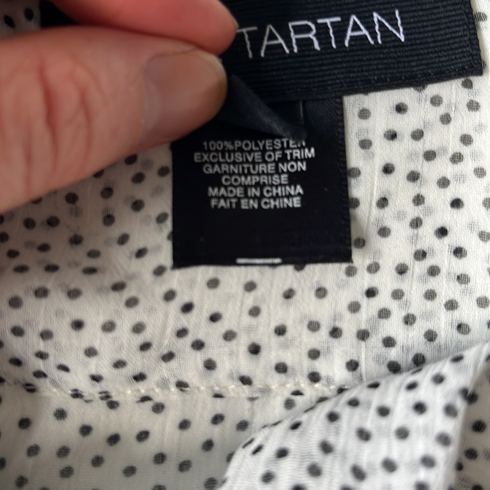 Pink Tartan polka dot bow ivory white black top - Picture 7 of 12
